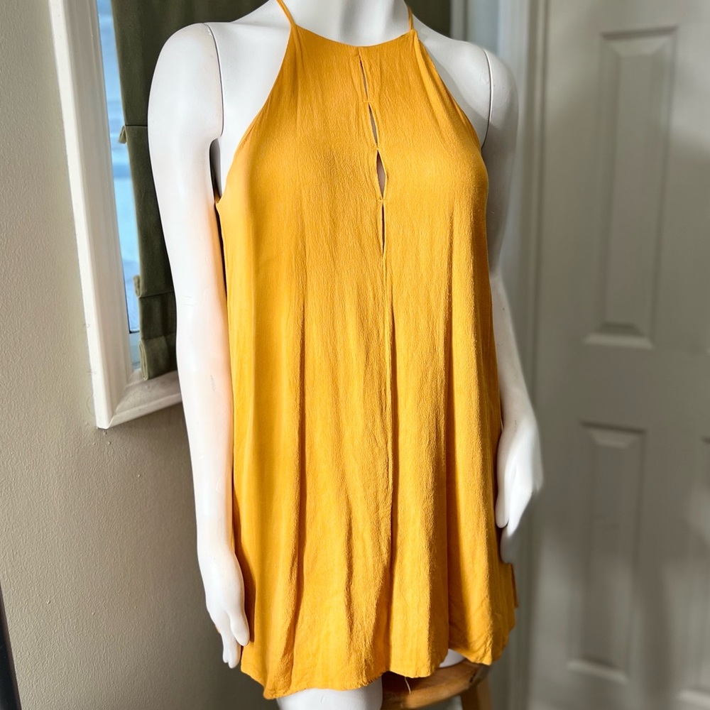 Forever 21 halter mustard yellow mini dress
